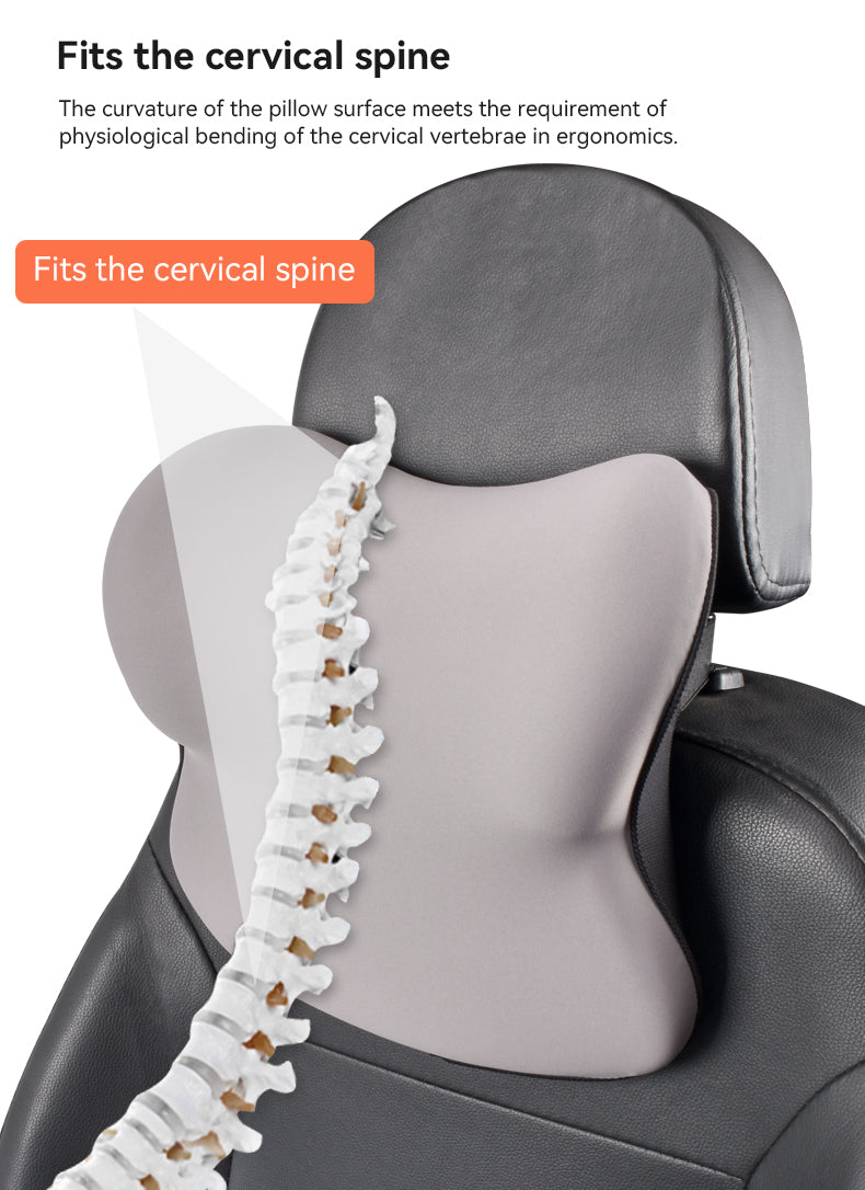 Comfortable Polyester Cotton Car Neck Pillow - Memory Foam Car Headrest Pillow - Delicate Leather