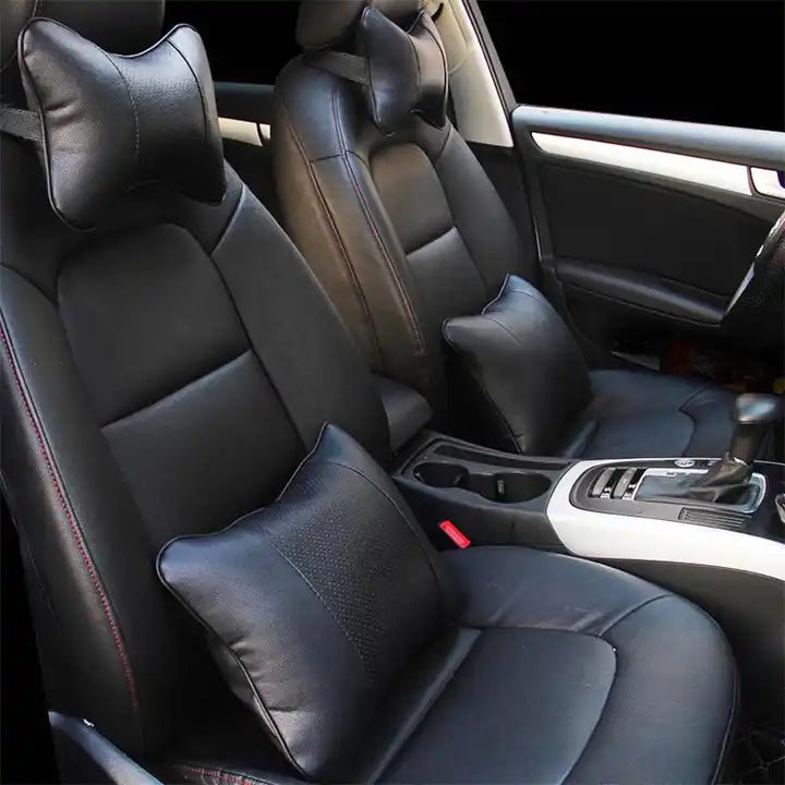 Car Sleep U-Shaped Cushion Headrest Neck Pillow with Leather Pad for Driver Seat Head Rest Support - Delicate Leather