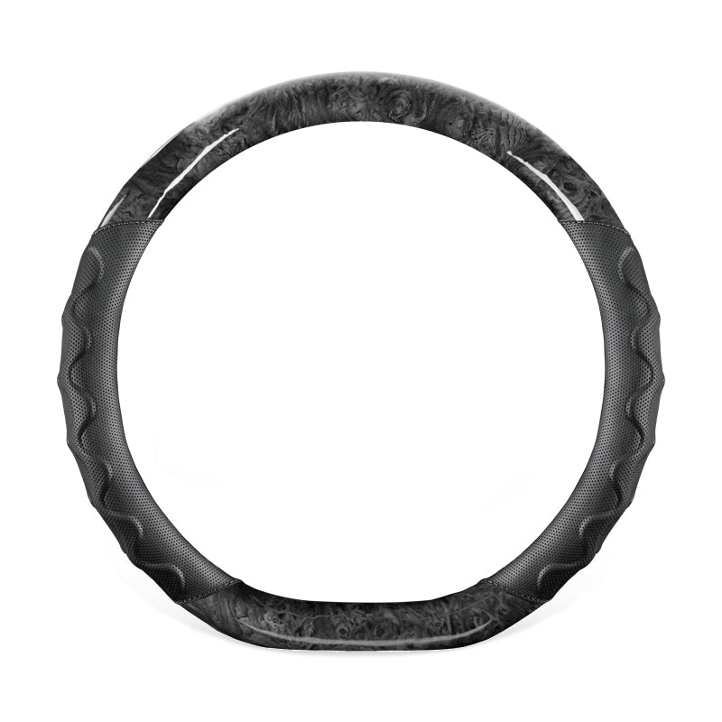 Four Seasons General Steering Wheel Cover Auto Interior Fur Anti-Slip Sweat-Absorbent Breathable Wood Steering Wheel Cover - Delicate Leather