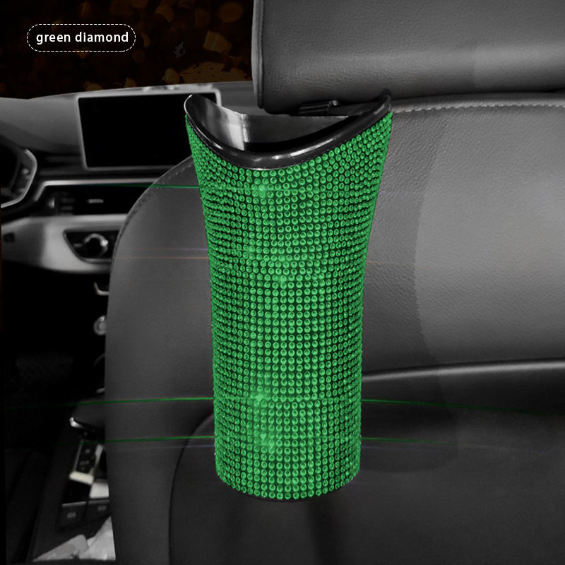 Shining Auto Inside Umbrella Bling Storage Box - Car Seat Back Organizer Cup Holder Garbage Can Umbrella Rack Holder, Car Accessories - Delicate Leather