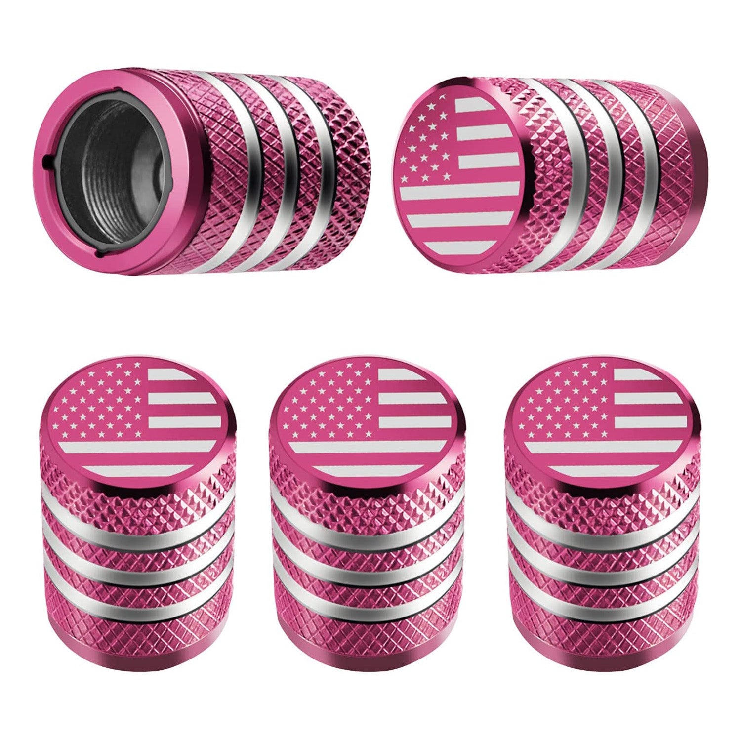 American Flag Plastic Liner Corrosion Resistant Leak-Proof Metal Tire Valve Stem Cap Cover Tire Air Cap for Car Truck Motor - Delicate Leather