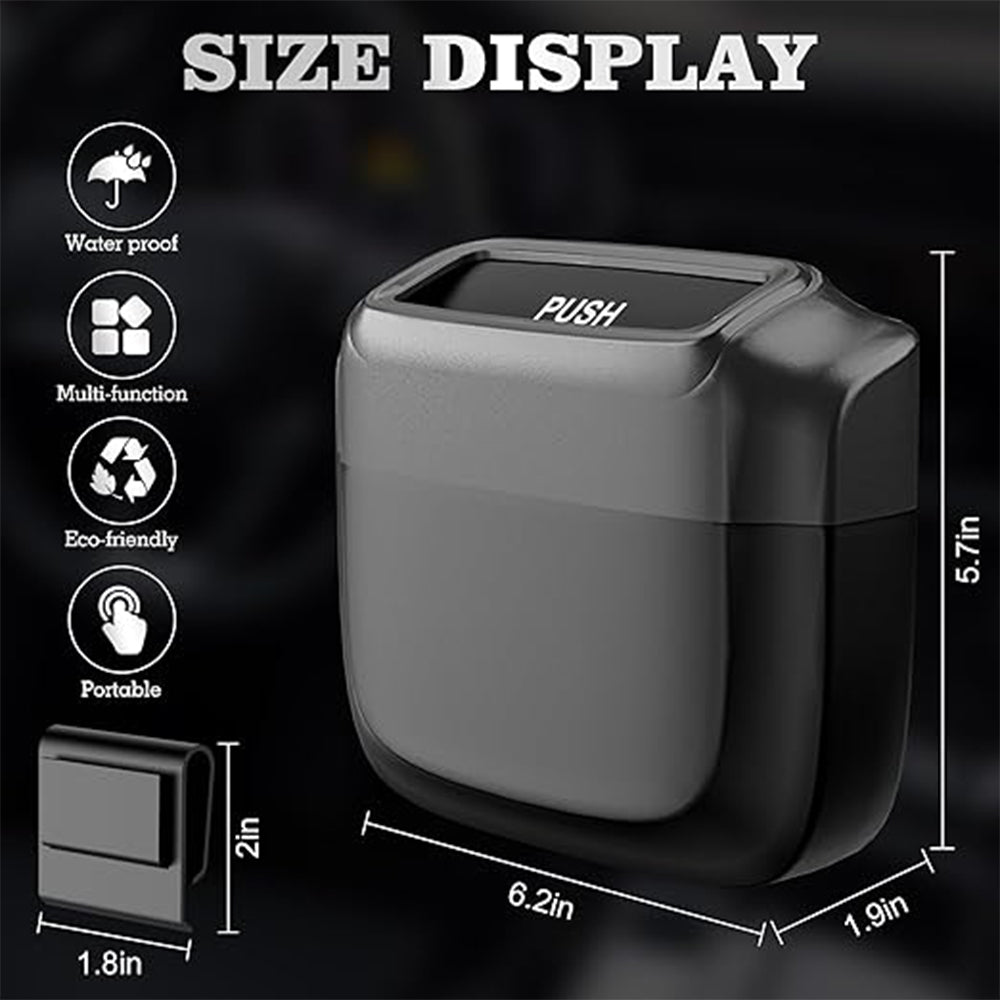 Waterproof Portable Car Door Trash Can - Auto Dustbin Garbage Box with Lid and Rubbish Bag - Delicate Leather