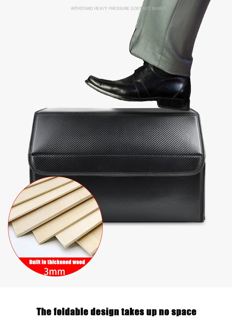 Customizable Detachable Folding Leather Car Trunk Organizer - Spacious Storage Solution - Delicate Leather