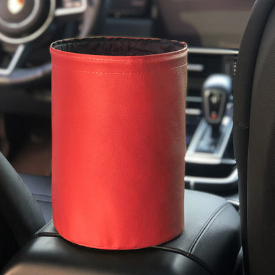 Car Storage Basket Interior Rubbish Container for Waste Organizer Holder - Delicate Leather
