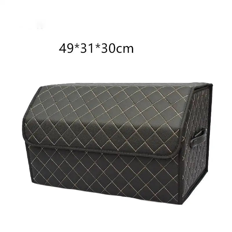 Premium PU Leather Collapsible Car Trunk Organizer with Foldable Cover – Ideal for SUVs and Multipurpose Automotive Storage - Delicate Leather