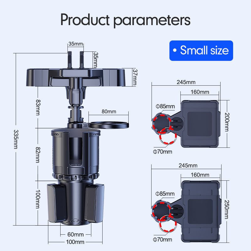Car Cup Holder Tray - Adjustable Car Tray Table with Phone Slot and 360° Rotation Drink Holder, Custom fit for Car - Delicate Leather