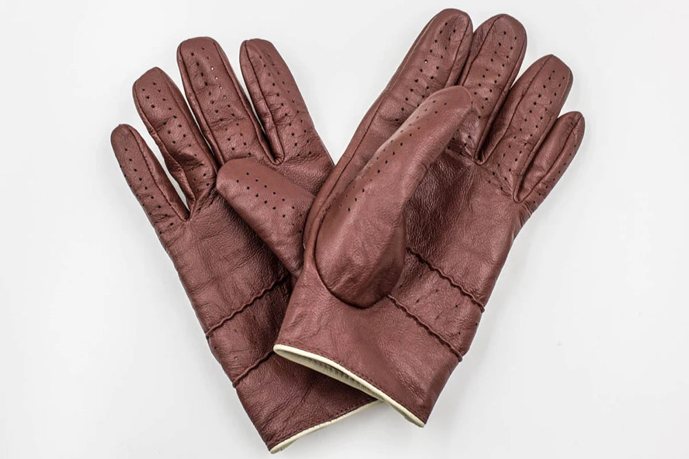 British Retro Sheepskin Leather Gloves - Driving, Motorcycle, Equestrian, Riding, Thin, Summer - Delicate Leather