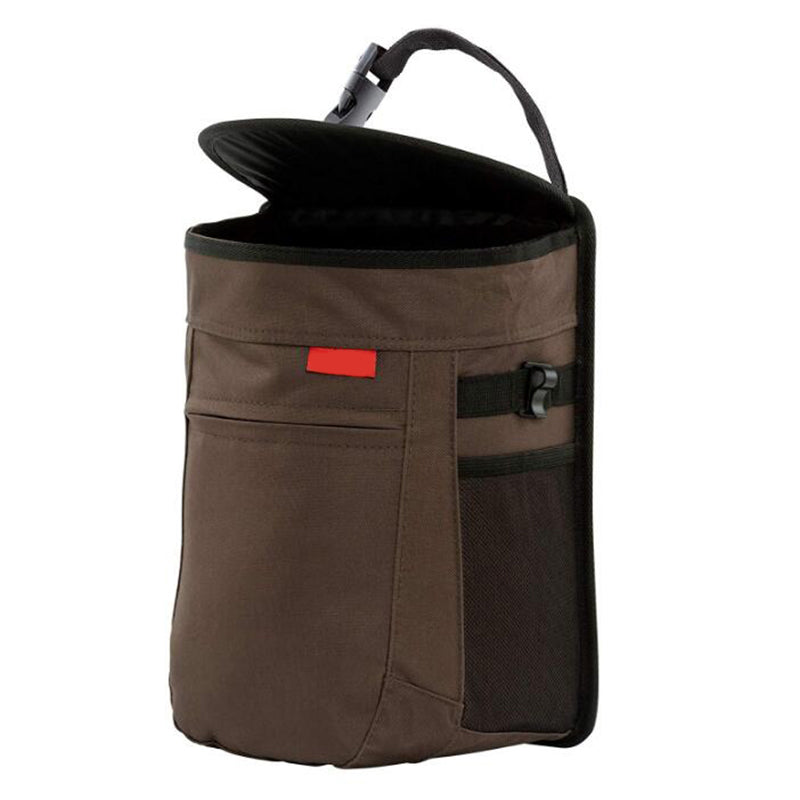 Spill-Proof 2.5 Gallon Hanging Car Trash Can with Lid - Odor Blocking and Removable Liner - Delicate Leather