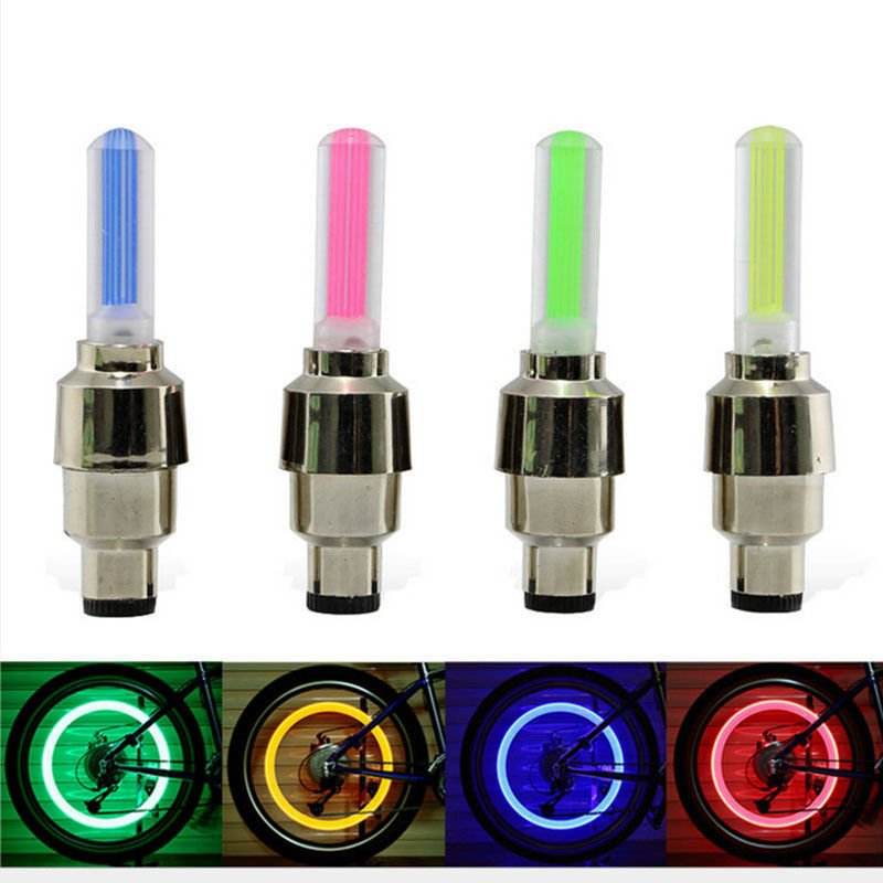 Bike Wheel Lights LED Tire Valve Stem Caps - Colorful ABS for Cars and Bicycles