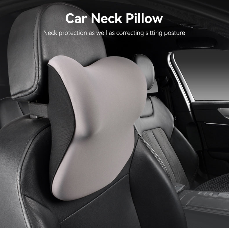 Comfortable Polyester Cotton Car Neck Pillow - Memory Foam Car Headrest Pillow - Delicate Leather