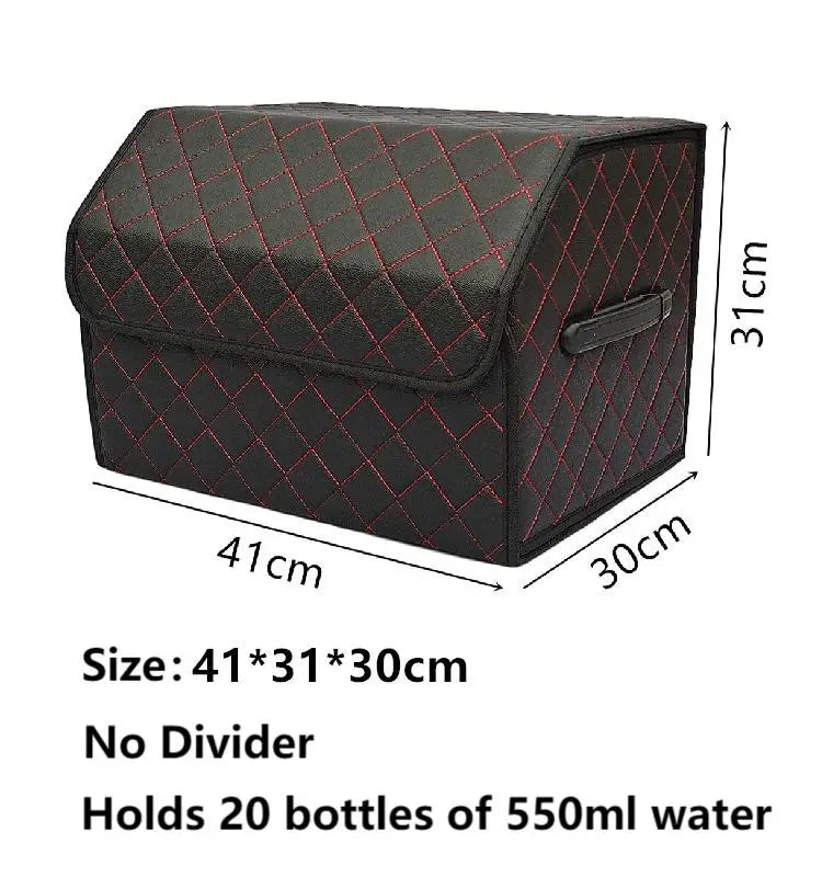 Collapsible Car Trunk Organizer PU Leather, Cargo Organizer SUV Trunk Storage Waterproof Collapsible Durable Multi Compartments - Delicate Leather
