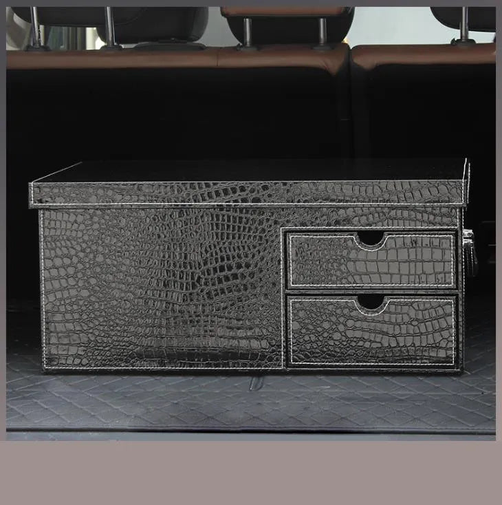 Premium Folding Storage Box with Drawer Design - Organize Your Space with Style - Delicate Leather