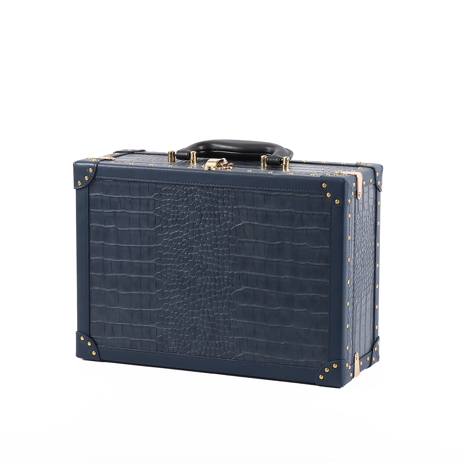 13-Inch Classic Vintage Style Mini Luggage Travel Suitcase - Crocodile Grain PU Leather Trunk - Delicate Leather