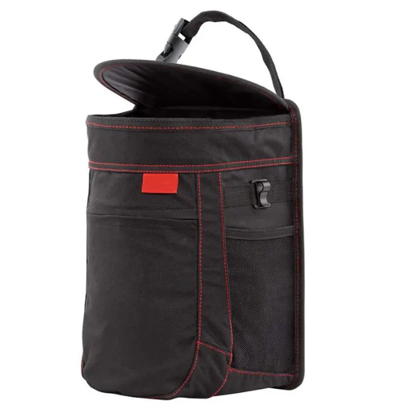 Spill-Proof 2.5 Gallon Hanging Car Trash Can with Lid - Odor Blocking and Removable Liner - Delicate Leather