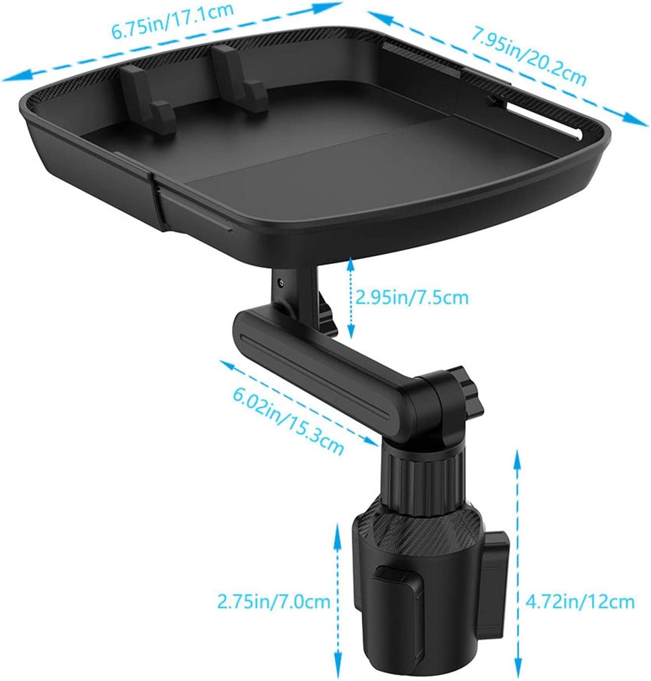 360 Degree Rotating Swivel Arm Car Tray - Drink, Coffee, Small Table, Food Shelving, Water Cup, Mobile Phone Holder, Custom fit for Car - Delicate Leather