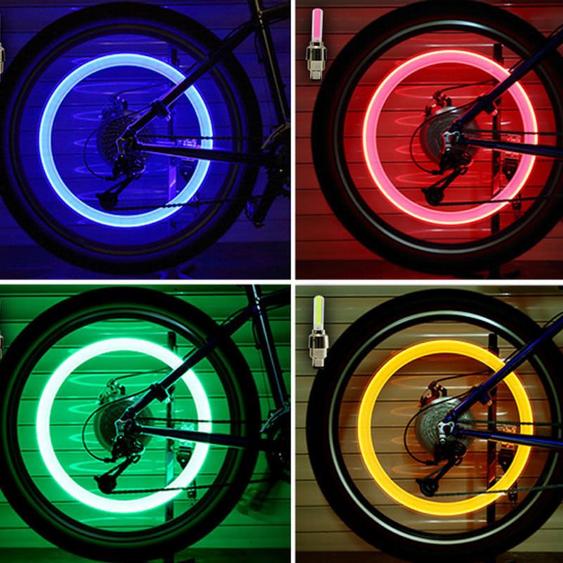 Bike Wheel Lights LED Tire Valve Stem Caps - Colorful ABS for Cars and Bicycles