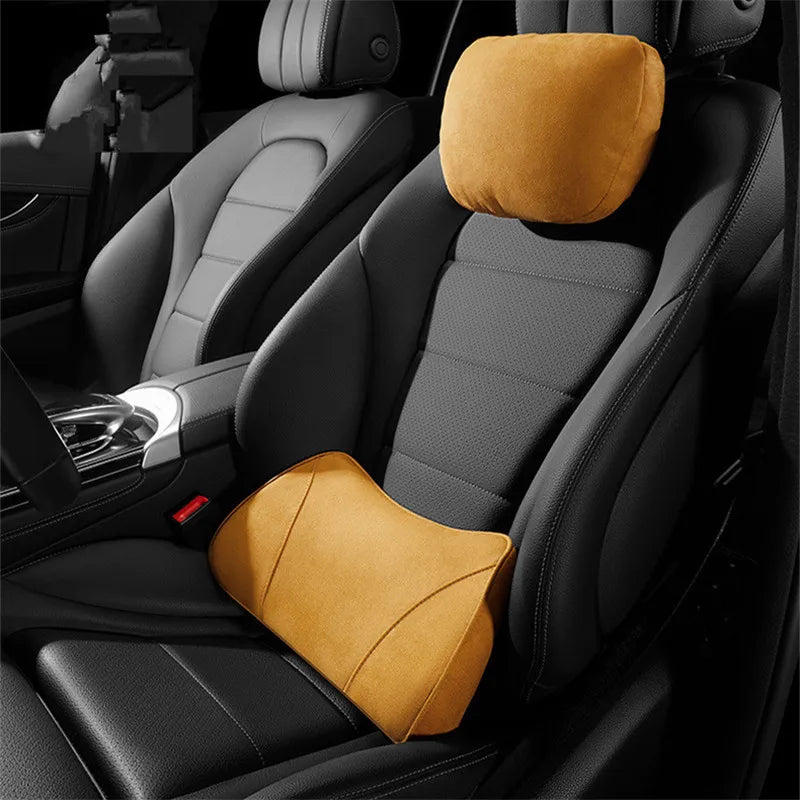 Fashionable Comfort Car Cushions: Alleviate Lower Back Pain with Waist Cushions and Backrest Pillows for Posture Correction - Delicate Leather