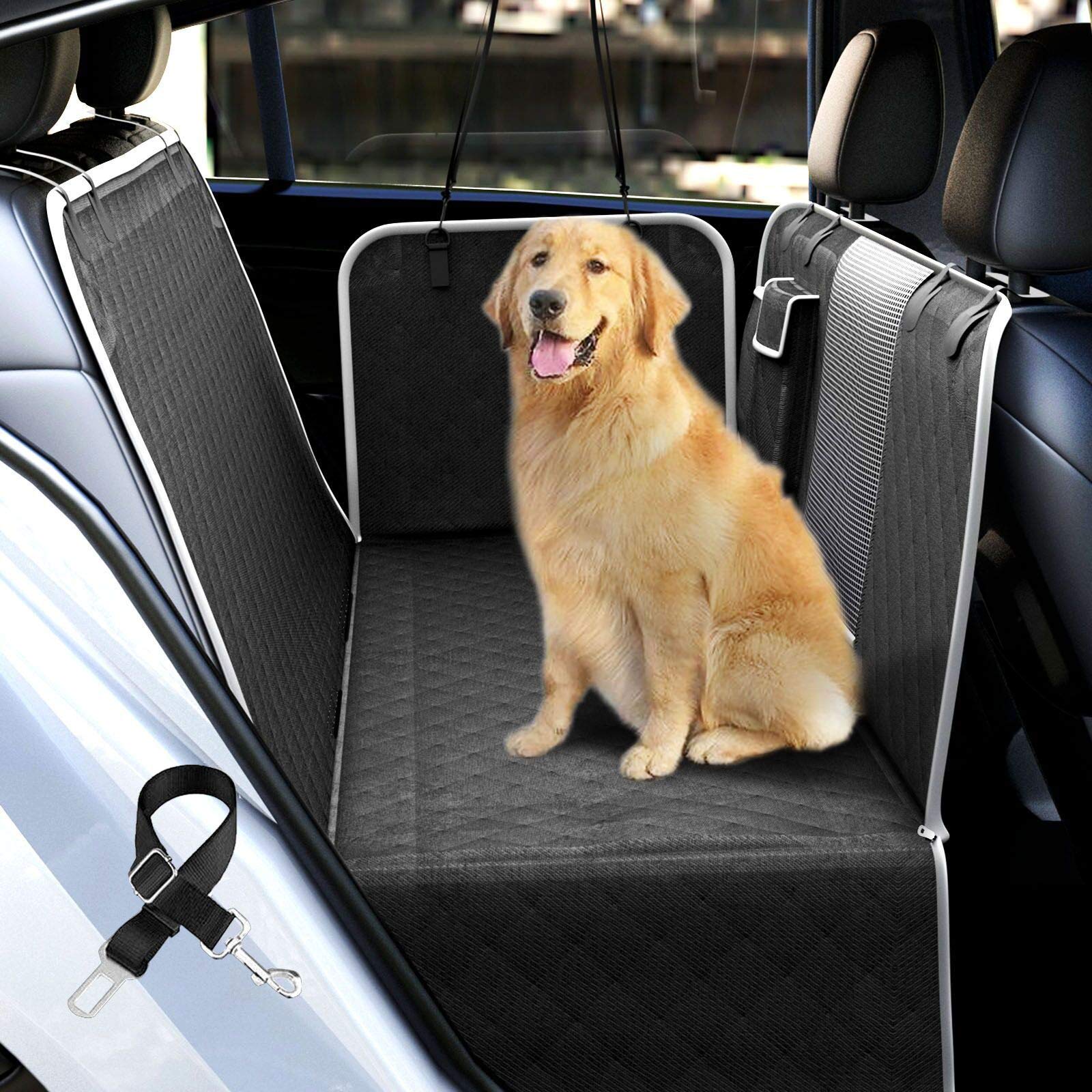 Durable Quilted Waterproof Pet Dog Hammock Carrier Car Seat Cover - Delicate Leather