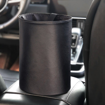 Car Storage Basket Interior Rubbish Container for Waste Organizer Holder - Delicate Leather