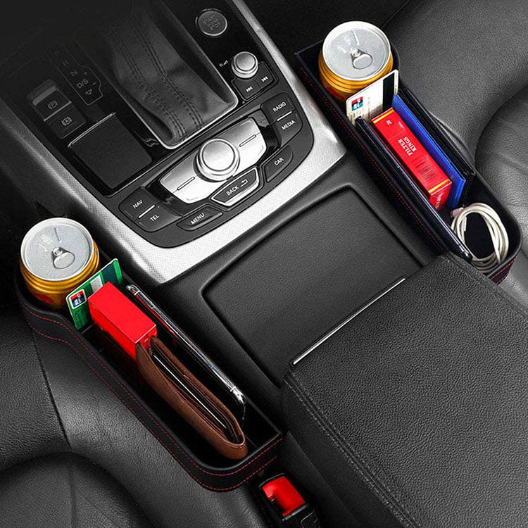 Car Seat Gap Filler Organizer, Custom For All Cars, Multifunctional Large-Capacity Non-Slip Car Seat Gap Filler - Delicate Leather