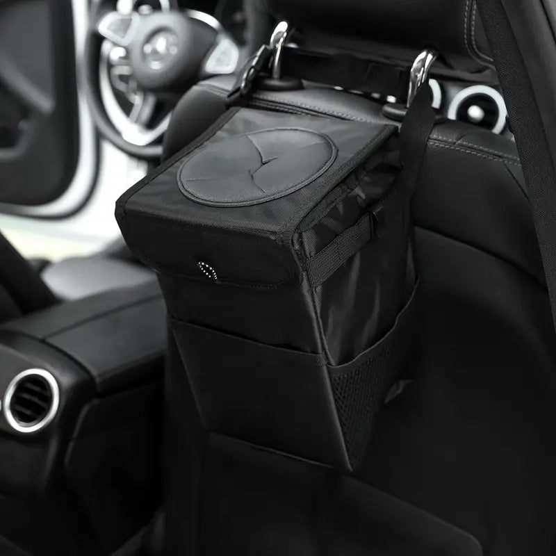 Car Garbage Can - Waterproof Folding Garbage Can and Seat Back Storage Box - Delicate Leather