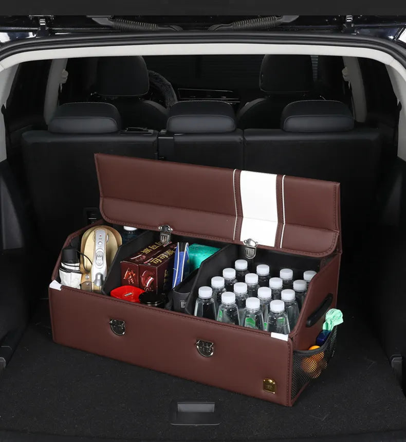 Premium PU Leather Car Back Seat Organizer - Spacious, Durable, and Space-Saving - Delicate Leather