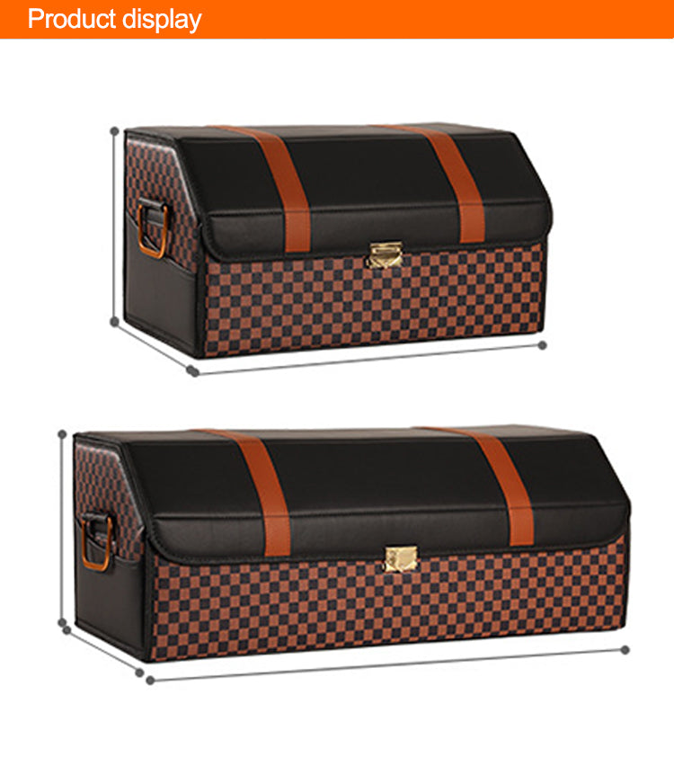 Multifunctional Large Capacity Car Organizer - Collapsible Leather Trunk Storage Box with Compartment - Delicate Leather