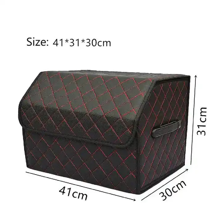 Collapsible Car Trunk Organizer PU Leather, Cargo Organizer SUV Trunk Storage Waterproof Collapsible Durable Multi Compartments - Delicate Leather