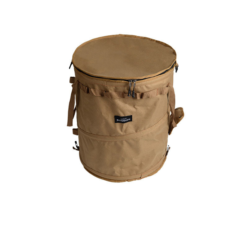 Portable Sundries Laundry Basket - Garden Yard Rubbish Bag and Outdoor Folding Trash Can - Delicate Leather
