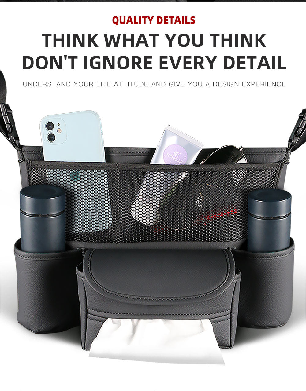 New Style Car Organizer - Durable Leather Storage Bag, Pocket Handbag Holder for Back Seat, Custom Fit For Your Cars, Car Accessories - Delicate Leather