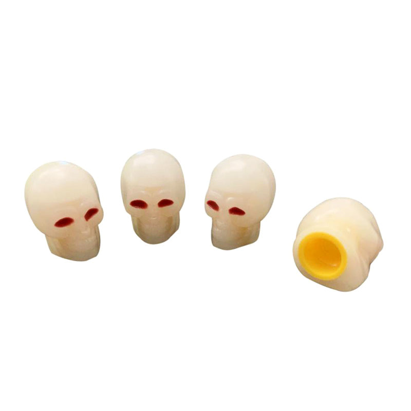Fluorescent Skull Head Car Tire Valve Stem Caps - Glow in the Dark Universal ABS Material - Delicate Leather