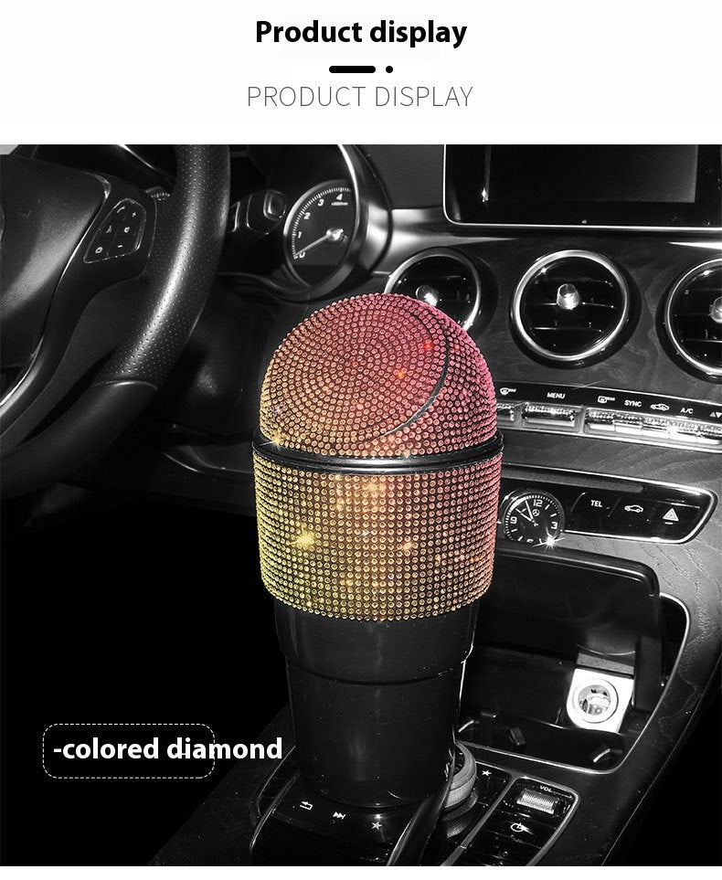 Car Trash Can - Crystal Diamond Auto Dust Case Storage Bottle Holder Sealed Garbage Bin Pressing Type Car Accessories - 2 Pack - Delicate Leather
