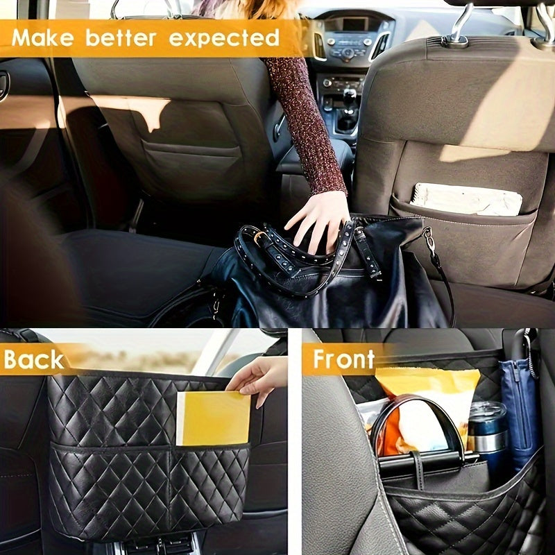 Multifunction Car Seat Back Storage Bag - Car Seats Back Pouch Pocket for Handbag - Delicate Leather