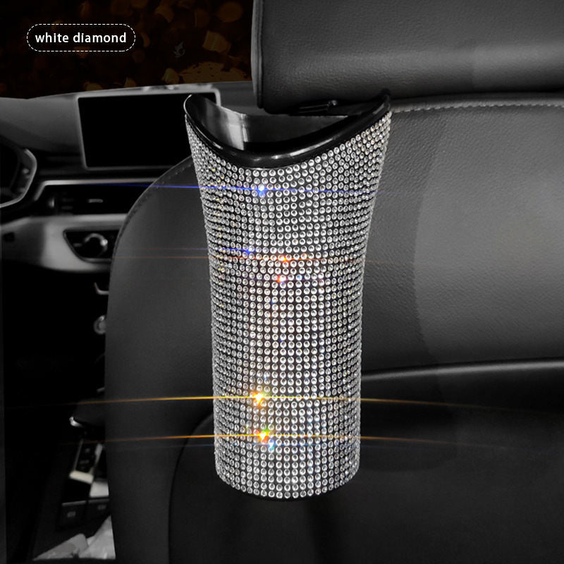 Shining Auto Inside Umbrella Bling Storage Box - Car Seat Back Organizer Cup Holder Garbage Can Umbrella Rack Holder, Car Accessories - Delicate Leather