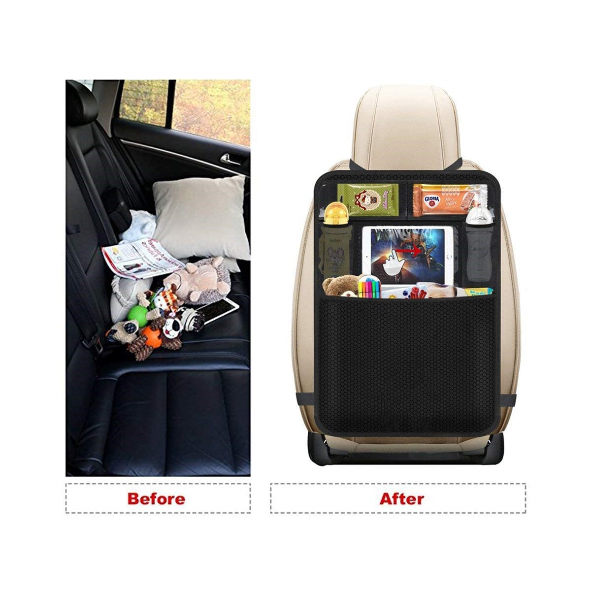 Foldable Waterproof Car Trash Can with Cup Holder | Delicate Leather - Delicate Leather