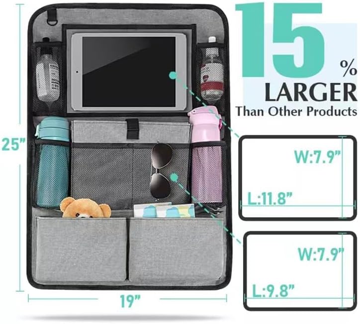 Backseat Car Organizer 2 Pack - Multifunctional Hanging Car Seat Storage with Tablet Holder, Custom Fit For Your Cars, Car Accessories - Delicate Leather