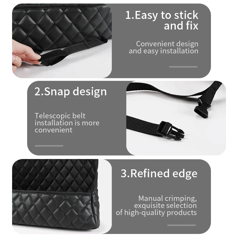 Crystal Rhinestone PU Leather Car Storage Bag Organizer - Delicate Leather