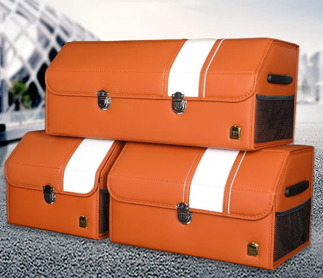 Premium PU Leather Car Back Seat Organizer - Spacious, Durable, and Space-Saving - Delicate Leather