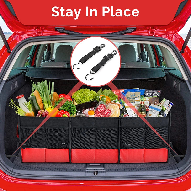 95L Large Collapsible Fortem Cargo Trunk Storage Box - Foldable SUV Car Trunk Organizer - Delicate Leather