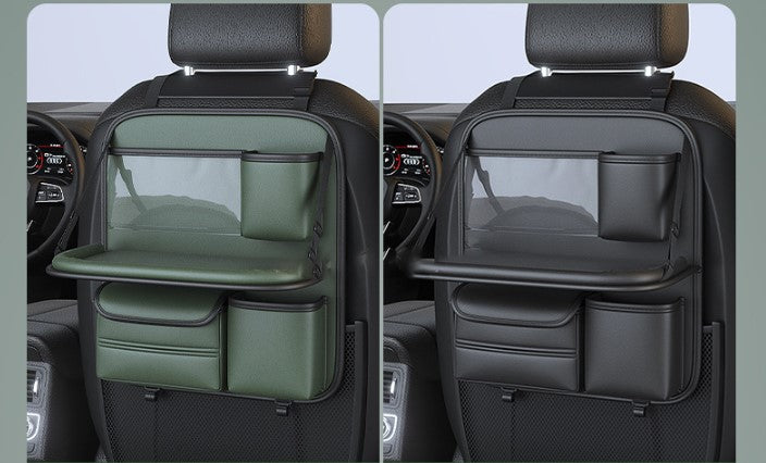 Leather Car Seat Back Insulation Storage Bag - Multi-Pocket Thermal Cooler Travel Car Accessories Organizer, Custom Fit For Your Cars - Delicate Leather