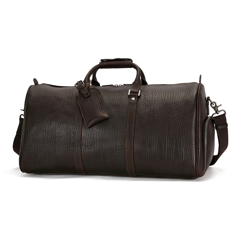 Large Capacity Vintage Men's Real Leather Cowhide Weekender Duffel Bag - Delicate Leather