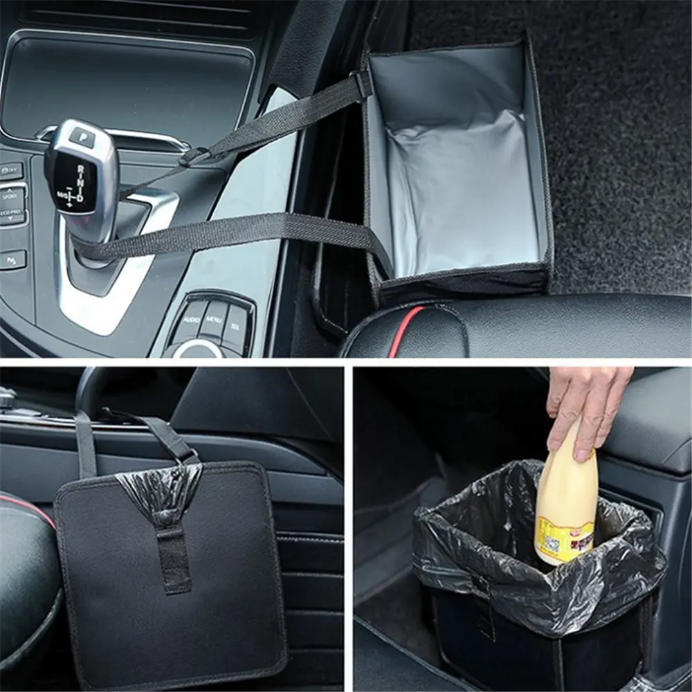 Car Accessories Organizers Garbage Can Portable Waterproof Litter Hanging Seat Trash Bin - Delicate Leather