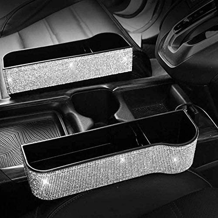 Car Seat Gap Filler Organizer, Custom Fir For Your Cars, Bling Sparkle Crystals Car Seat Side Gap Filler - Console Storage Organizer - Delicate Leather