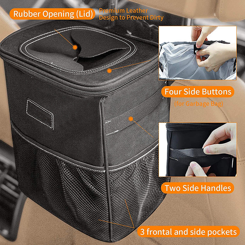 Car Trash Cans, Custom For Your Cars, Compact & Durable Car Accessories for Interior Use 2 Pack, Practical Car Organizers, Car Accessories - Delicate Leather