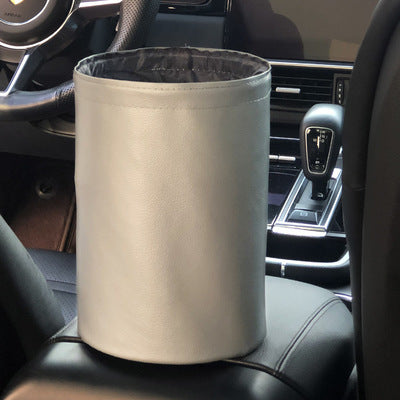 Car Storage Basket Interior Rubbish Container for Waste Organizer Holder - Delicate Leather