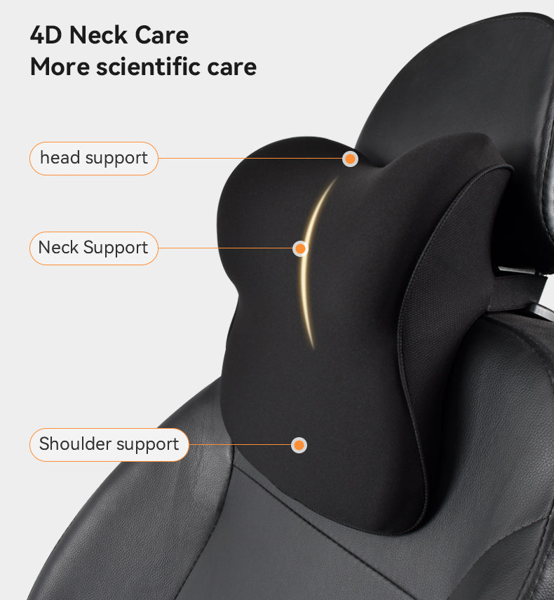Comfortable Polyester Cotton Car Neck Pillow - Memory Foam Car Headrest Pillow - Delicate Leather