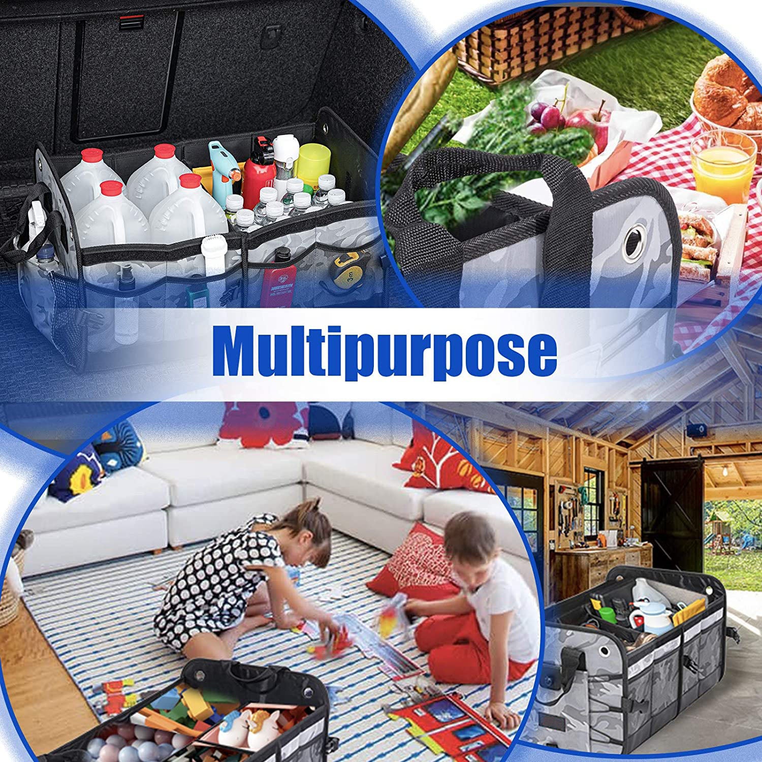 Detachable Car Trunk Organizer - 3 Compartment & Collapsible Design - Delicate Leather