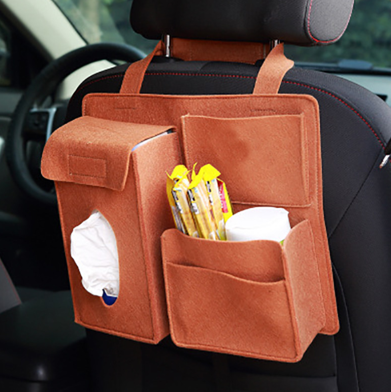 Simple Style Felt Car Back Seat Storage Organizer, Custom Fit For Your Cars - Delicate Leather