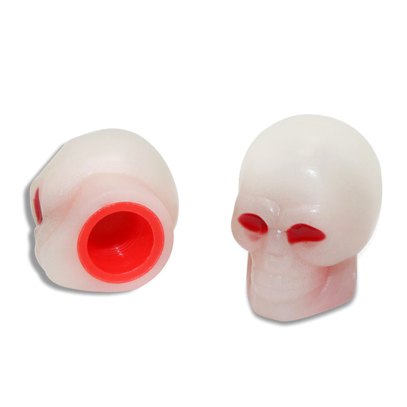 Fluorescent Skull Head Car Tire Valve Stem Caps - Glow in the Dark Universal ABS Material - Delicate Leather