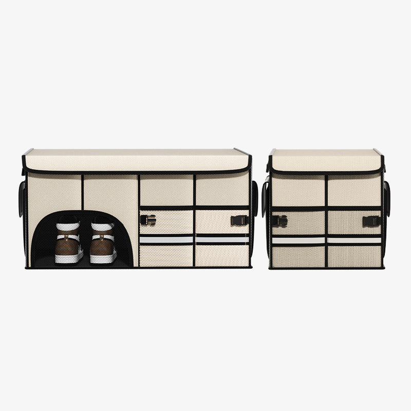 Car Glove Box Organizer Bag - Foldable Car Storage Box Trunk and Seat Organizer - Delicate Leather